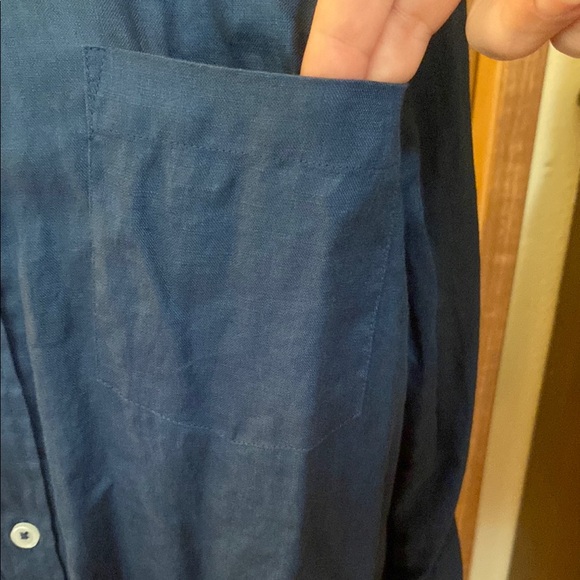 NWT Men's Monoprix Premium Blue Linen Shirt - Picture 11 of 12